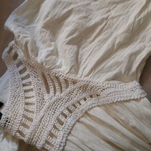 Mango broderie dress, ecru, cotton fabric