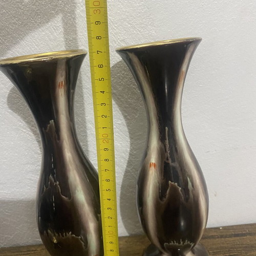 Vintage ceramic bud vases pair, West Germany Jasba, 1950s-60s