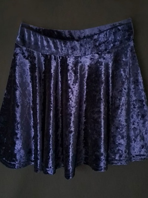 Blue velvet A-line skirt size L like new