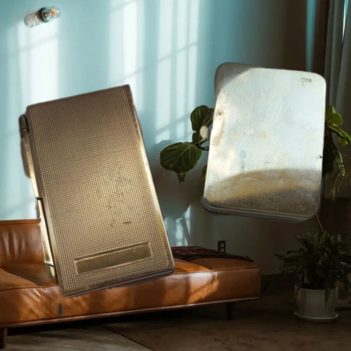 Vintage luxury set with metal notebook and travel shaving case used
