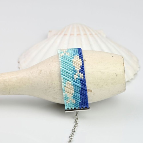 Bracelet “More” handmade in blue and white