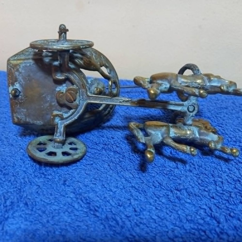 Bronze miniature sculpture of a Greco-Roman warrior in chariot used