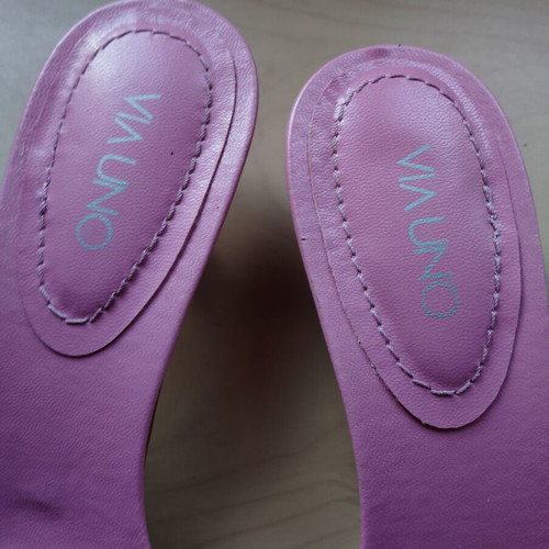 Pink slippers natural leather like new, size 41