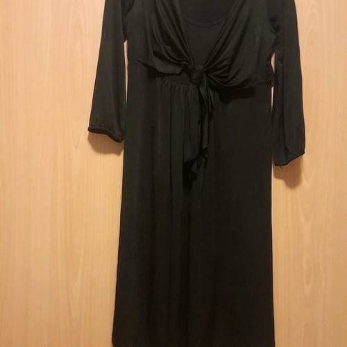 Tsantilis midi black dress used with front tie and long sleeves
