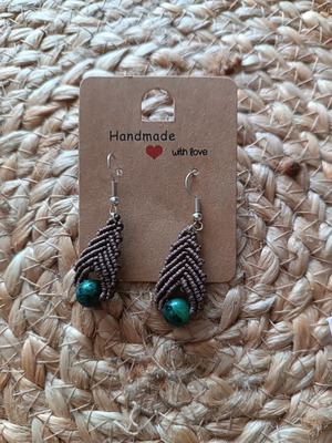 Macrame earrings with agate, new