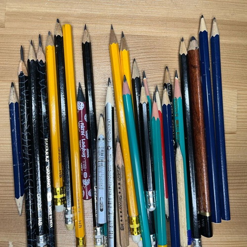 Set of used pencils, Faber Castell and Giotto colored pencils and more