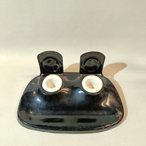 Desk set used with pen holder, stamp holder, inkwell and blotter