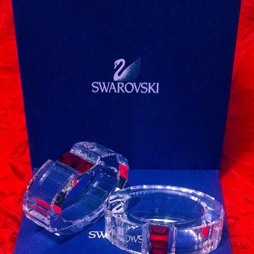 Swarovski Rainbow Siam napkin rings set new