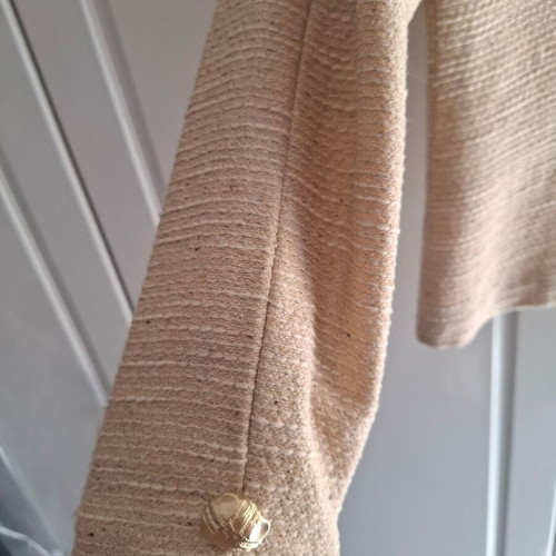 Elegant custom made jacket cardigan with gold thread M/L like new, beige gold