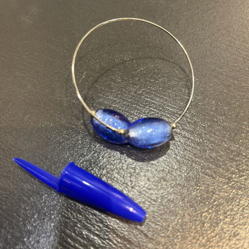 Handmade Murano glass bracelet like new with blue stones and silver frame