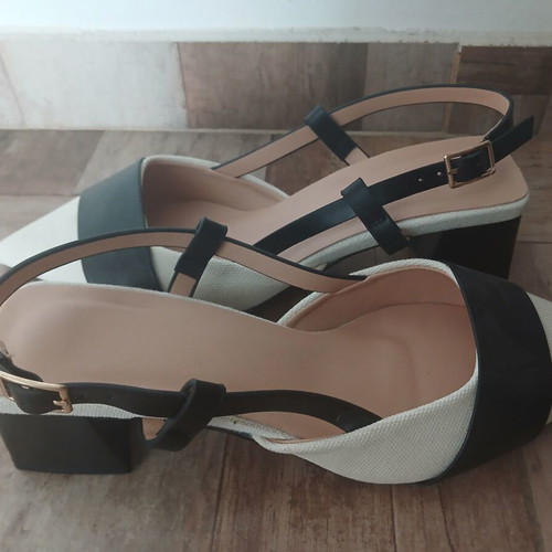 Low heel women's shoes size 37, black and beige