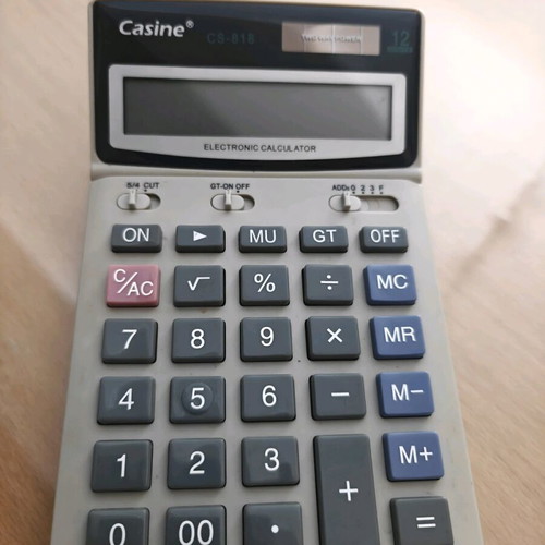 Casine electronic calculator CS-818 used, 12 digits, two way power