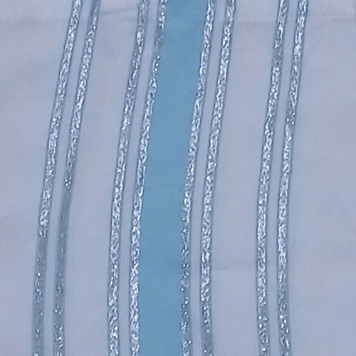Cotton tote bag new, white with turquoise stripe and silver details