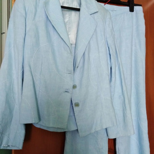 Women's linen suit set blue like new