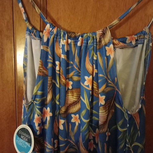 Summer Mini Dress with Blue Floral Print, New, One Size