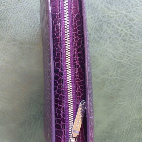 Aspinal of London leather case new, purple, versatile makeup pouch