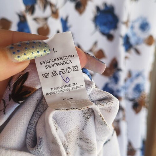 Floral dress white with blue flowers, new, size L