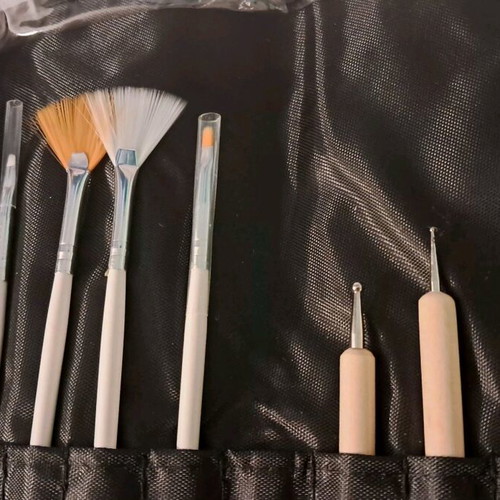 Nail Art Brush Set like new with various nail products