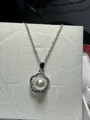 Necklace with pearl new, silver