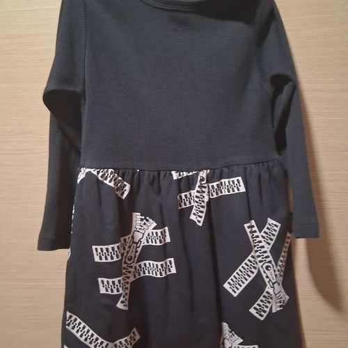 Girls' dress 4 years used, cotton, black and beige by Voi