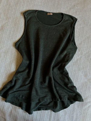 Lola Sport 100% Linen Dark Khaki Sleeveless Tank Top Medium, like new