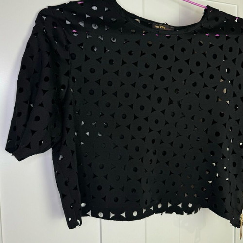 Crop blouse used black see through size M/L