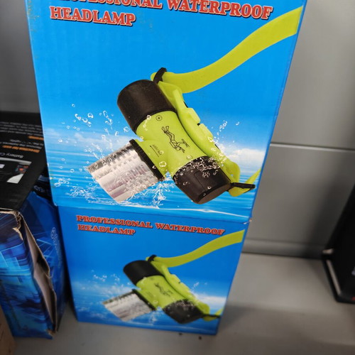 Diving Headlamps new, set of 2 with batteries and charger
