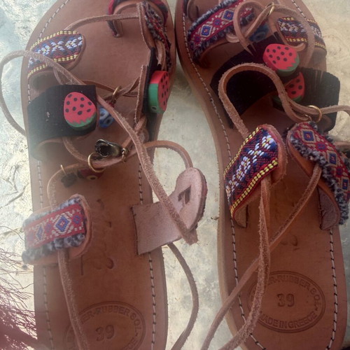 Leather espadrilles handmade new, size 39