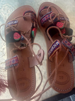 Leather espadrilles handmade new, size 39