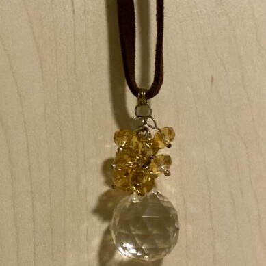 Swarovski necklace long with beads and adjustable leather strap, new