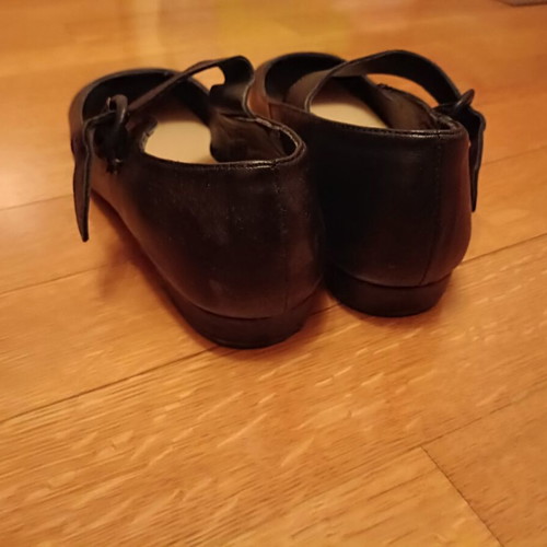 Leather Mary Jane Ballerinas new, size 39, black and beige
