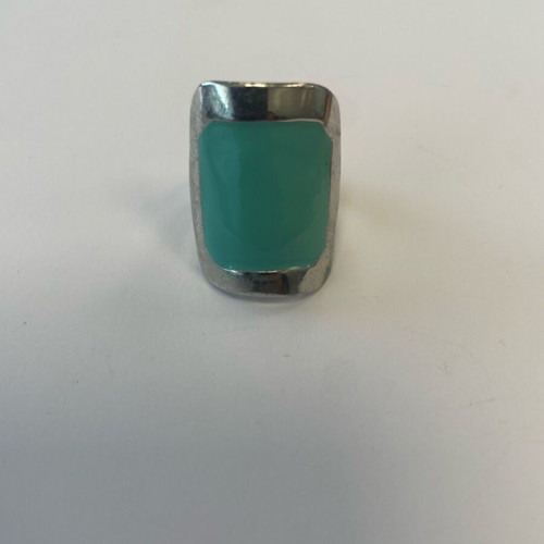 Modern silver turquoise rectangular ring like new