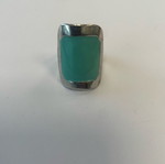 Modern silver turquoise rectangular ring like new