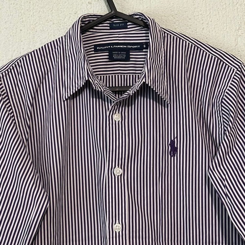 Ralph Lauren Sport shirt slim fit, like new, cotton, white and purple