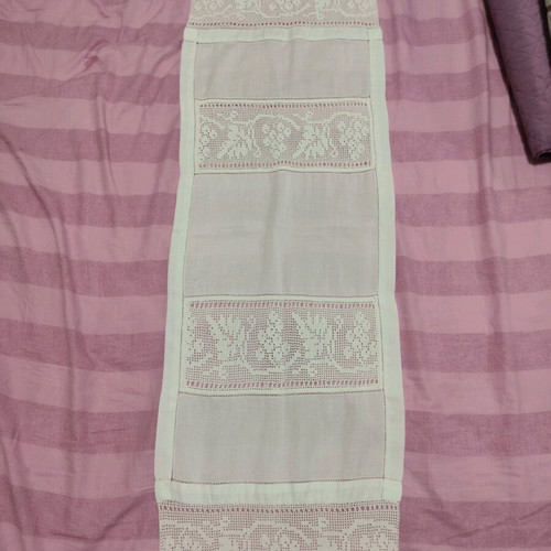 Handmade crochet table runner 113 cm x 34 cm new, white