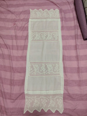 Handmade crochet table runner 113 cm x 34 cm new, white