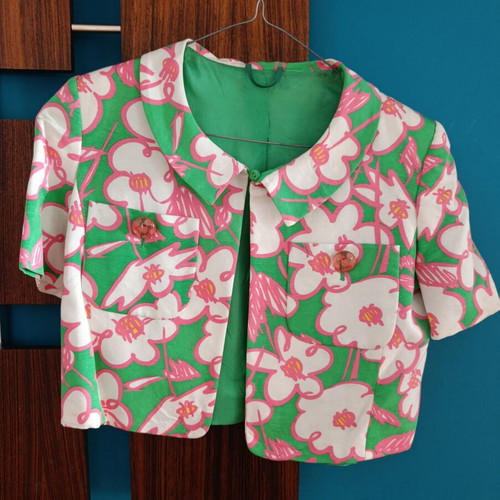 Cropped vintage summer blazer Pianoforte di Max Mara like new, pink and green