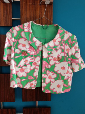 Cropped vintage summer blazer Pianoforte di Max Mara like new, pink and green