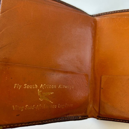 South African Airways vintage wallet used, ostrich leather