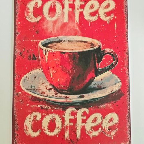 Vintage Coffee Tin Sign like new, metal decorative wall art