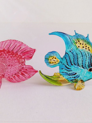 Glass figures tropical fish set of 3 new
