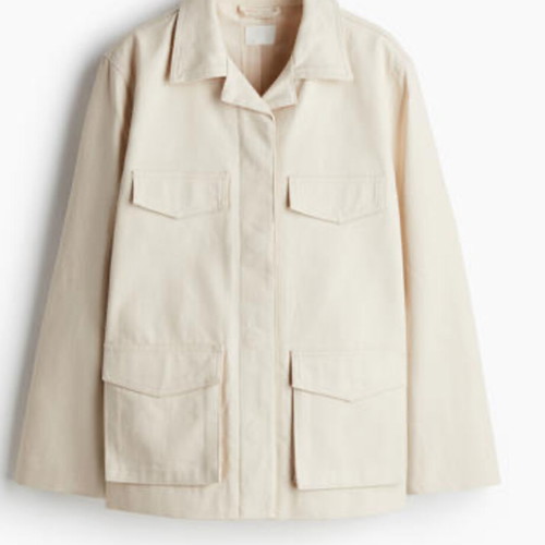 H&M women's cargo jacket made of diagonal fabric like new, beige