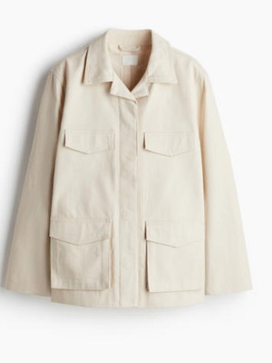 H&M women's cargo jacket made of diagonal fabric like new, beige