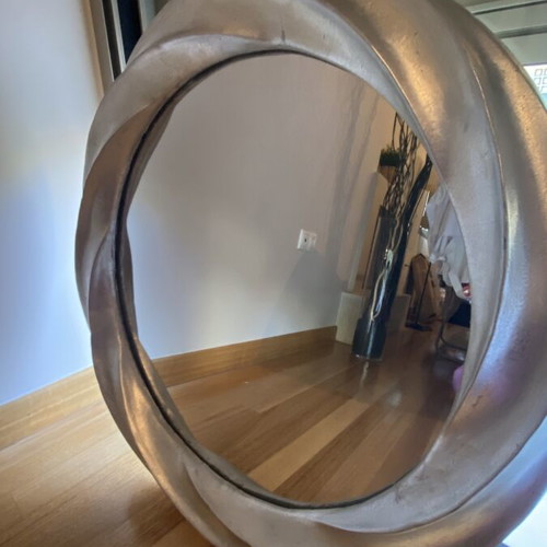 Silver round wall mirror like new