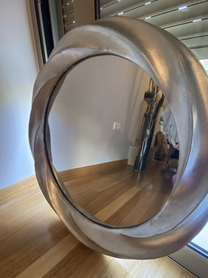 Silver round wall mirror like new