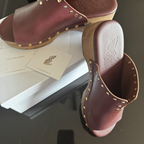 Ancient Greek Sandals leather clogs, brown, size 38