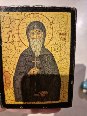 Orthodox saint icon wooden with patina used