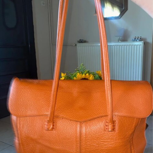 Shoulder bag Made In Italia leather, like new, orange