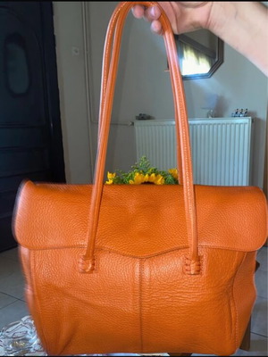 Shoulder bag Made In Italia leather, like new, orange