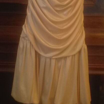 Alfred Angelo Vintage Strapless Short Metallic Draped Dress Champagne Color Like New